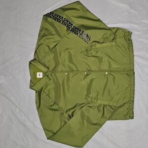 Vans Adult Large Green Lined Snap Button Front Light Jacket-Windbreaker Pockets